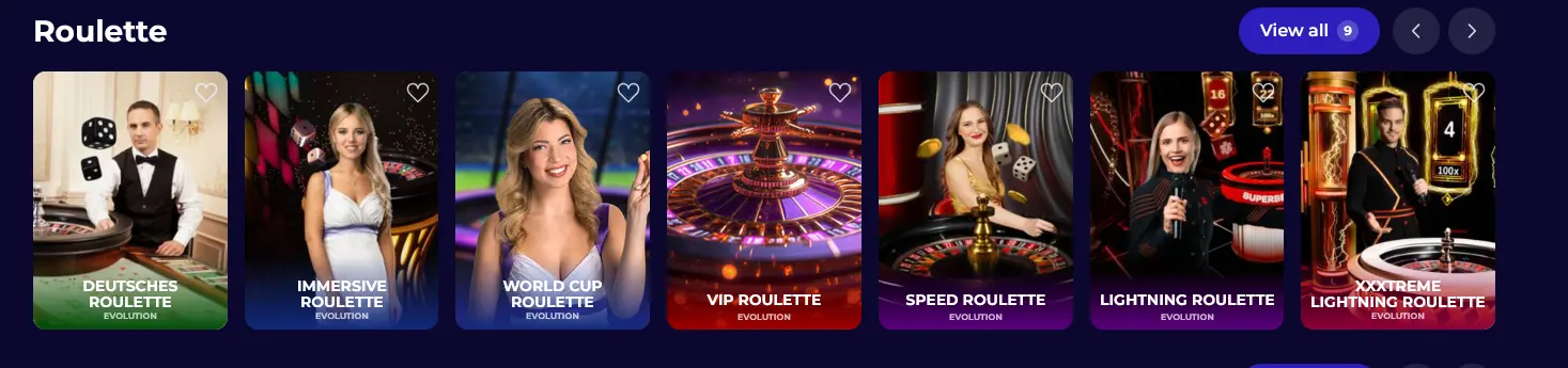Live roulette tables at Morospin Casino including Lightning and Immersive Roulette